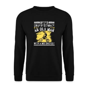 Alter Mann Motorrad Zitat - Unisex Pullover - Schwarz - Vorne - Alina (178cm) & Michal (187cm)