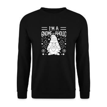 Costume de Gnome Hommes Je ́suis Un Gnome-Aholic Gnome - Sweat-shirt Unisexe - noir - Devant - Alina (178cm) & Michal (187cm)