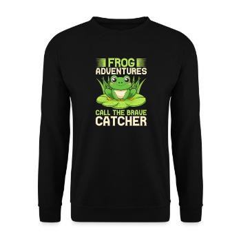 Frog Catcher Adventures Appelez la brave grenouille - Sweat-shirt Unisexe - noir - Devant - Alina (178cm) & Michal (187cm)