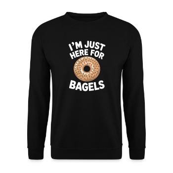 Bagels Spruch Bagel Lustiges Bagels Geschenk - Unisex Pullover - Schwarz - Vorne - Alina (178cm) & Michal (187cm)