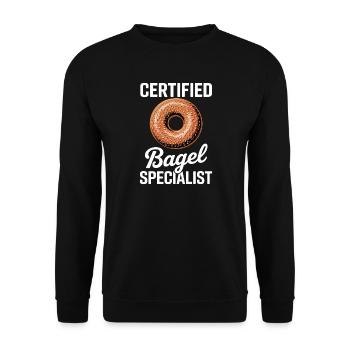 Bagels Spruch Bagel Lustiges Bagels Geschenk - Unisex Pullover - Schwarz - Vorne - Alina (178cm) & Michal (187cm)
