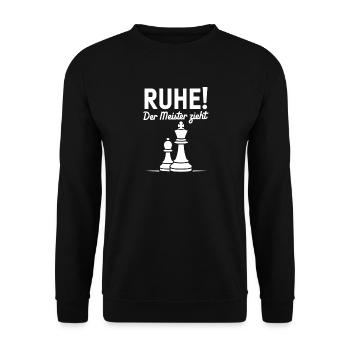 Tranquility The Master Draws Chess Motif - Unisex Sweatshirt - black - Front - Alina (178cm) & Michal (187cm)
