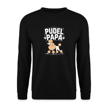 Pudel Papa Lustiger Hundeliebhaber - Unisex Pullover - Schwarz - Vorne - Alina (178cm) & Michal (187cm)