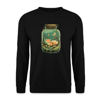 Magic Kitsune Fox Kawaii Terrarium - Unisex Sweatshirt - black - Front - Alina (178cm) & Michal (187cm)