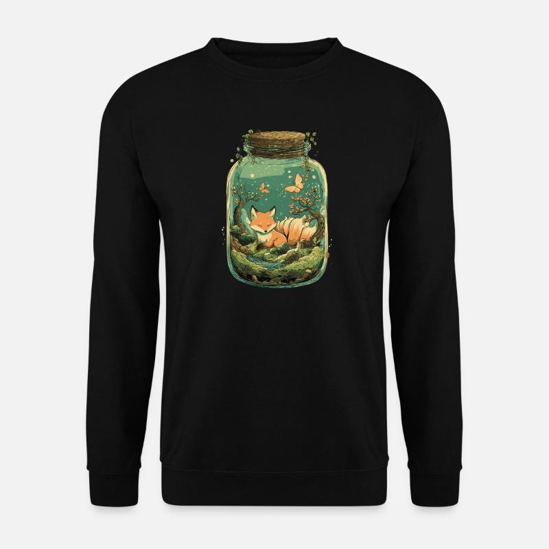 Magic Kitsune Fox Kawaii Terrarium - Unisex sweater - sort