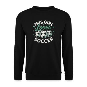 Dieses Mädchen Liebt Fußball - Unisex Pullover - Schwarz - Vorne - Alina (178cm) & Michal (187cm)