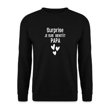 Surprise soon to be a dad - Unisex Sweatshirt - black - Front - Alina (178cm) & Michal (187cm)