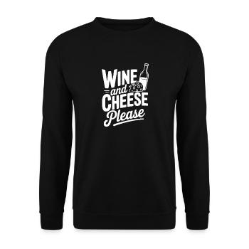 Wein und Käse bitte - Unisex Pullover - Schwarz - Vorne - Alina (178cm) & Michal (187cm)