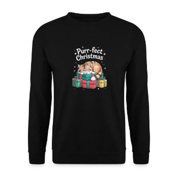 Purr-fect Christmas Sleeping Cat Christmas - Unisex Sweatshirt - black - Front - Alina (178cm) & Michal (187cm)