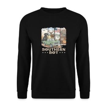 Southern Boy Labrador Duck Hunting Scene - Unisex Sweatshirt - black - Front - Alina (178cm) & Michal (187cm)