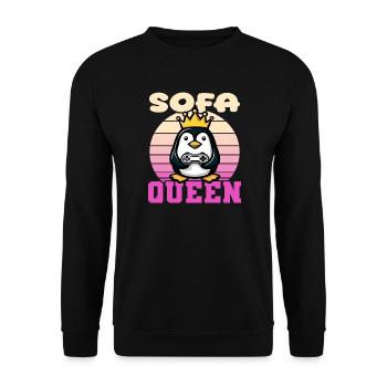 Sofa Queen - penguin gaming - Unisex Sweatshirt - black - Front - Alina (178cm) & Michal (187cm)