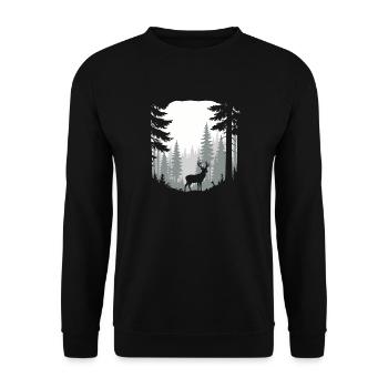Deer In Forest Hunting Scene Nature Vibes - Unisex Sweatshirt - black - Front - Alina (178cm) & Michal (187cm)