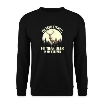 Fitness Deer Freezer Drôle Chasse Blague - Sweat-shirt Unisexe - noir - Devant - Alina (178cm) & Michal (187cm)