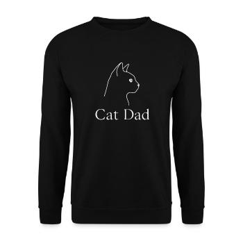 Cat Dad Minimalist Cat Line Art Gift - Unisex Sweatshirt - black - Front - Alina (178cm) & Michal (187cm)
