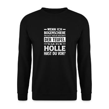 I go archery - Unisex Sweatshirt - black - Front - Alina (178cm) & Michal (187cm)