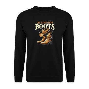 Line Dancing Cowboy Line Dancer Line Dance - Unisex Sweatshirt - black - Front - Alina (178cm) & Michal (187cm)