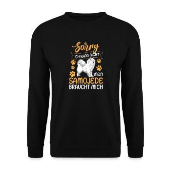Samojede kann nicht Schlittenhund - Unisex Pullover - Schwarz - Vorne - Alina (178cm) & Michal (187cm)
