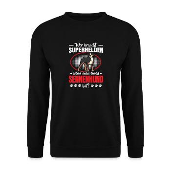 Sennenhund ist mein Held Schweizer Sennenhund - Unisex Pullover - Schwarz - Vorne - Alina (178cm) & Michal (187cm)