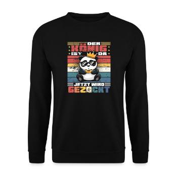 Hands me the controller the king wants to gamble - Unisex Sweatshirt - black - Front - Alina (178cm) & Michal (187cm)