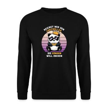 Il me tend la manette que la reine veut jouer - Sweat-shirt Unisexe - noir - Devant - Alina (178cm) & Michal (187cm)