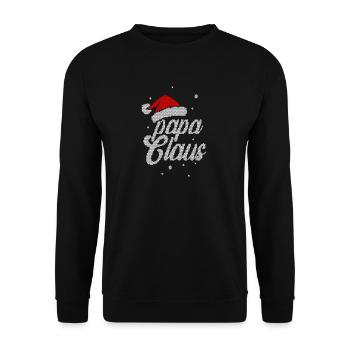 Papa Claus Design - Weihnachtsgeschenk für Papa - Unisex Pullover - Schwarz - Vorne - Alina (178cm) & Michal (187cm)