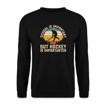 Eishockey Hockey Eishockeyspieler Geschenk - Unisex Sweatshirt - black - Front - Alina (178cm) & Michal (187cm)