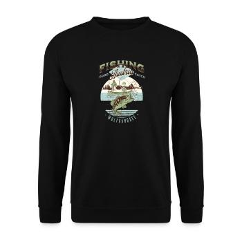 Pêche Wolfgangsee design rétro - Sweat-shirt Unisexe - noir - Devant - Alina (178cm) & Michal (187cm)