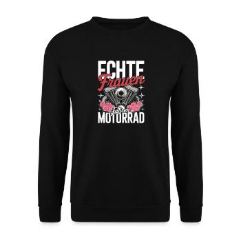 Real Women Riding Motorcycle Biker Saying - Unisex Sweatshirt - black - Front - Alina (178cm) & Michal (187cm)