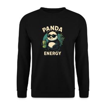 Panda Energy – Lustiger Chill Panda Design - Unisex Pullover - Schwarz - Vorne - Alina (178cm) & Michal (187cm)