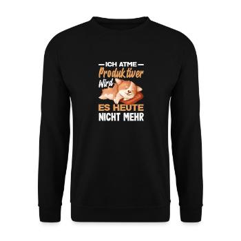 I'm breathing – it doesn't get any more productive today - Unisex Sweatshirt - black - Front - Alina (178cm) & Michal (187cm)