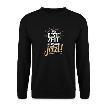 The best time is always live now Carpe Diem - Unisex Sweatshirt - black - Front - Alina (178cm) & Michal (187cm)