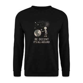 Ethischer Nihilismus, Existenzieller Humor, - Unisex Pullover - Schwarz - Vorne - Alina (178cm) & Michal (187cm)