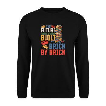 Building Blocks Kids Brick Builder - Unisex Sweatshirt - black - Front - Alina (178cm) & Michal (187cm)