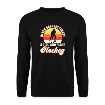 Hockey Eishockey Eishockeyspieler Geschenk - Unisex Sweatshirt - black - Front - Alina (178cm) & Michal (187cm)