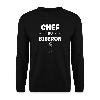 Chef du Biberon - Sweat-shirt Unisexe - noir - Devant - Alina (178cm) & Michal (187cm)
