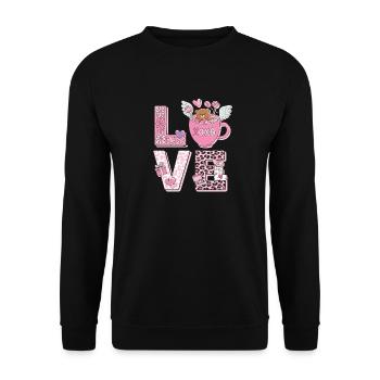  Liebevolle Rosa Teddybär XOXO Illustration für - Unisex Pullover - Schwarz - Vorne - Alina (178cm) & Michal (187cm)