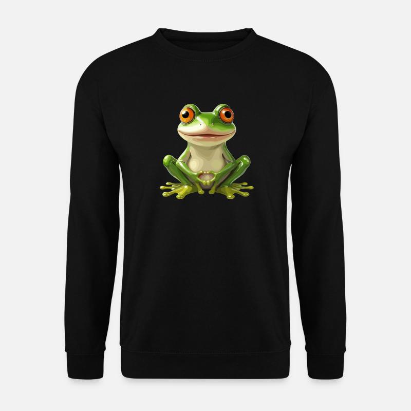  Fröhlicher Frosch Mit Großen Augen - - Unisex Pullover - Schwarz