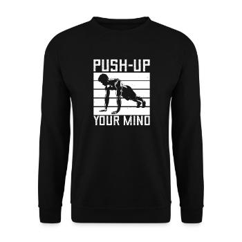 Gym Junkies Push-Up Your Mind Calisthenics Fitness - Unisex Pullover - Schwarz - Vorne - Alina (178cm) & Michal (187cm)