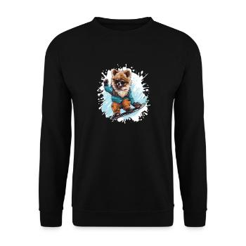 Pomeranian Hund Snowboard - Unisex Pullover - Schwarz - Vorne - Alina (178cm) & Michal (187cm)