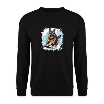 Schäferhund Hund Snowboard - Unisex Pullover - Schwarz - Vorne - Alina (178cm) & Michal (187cm)