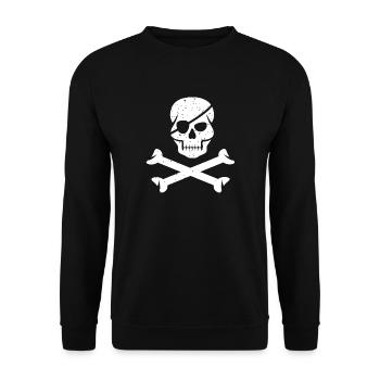Nautic Design Skull and Crossbones Flag Pirate - Unisex Sweatshirt - black - Front - Alina (178cm) & Michal (187cm)