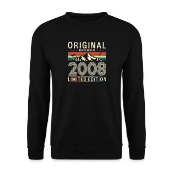 18th Birthday Original November Vintage 2008 - Unisex Sweatshirt - black - Front - Alina (178cm) & Michal (187cm)