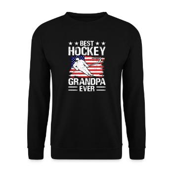 Hockey Eishockey Eishockeyspieler Opa Geschenk - Unisex Pullover - Schwarz - Vorne - Alina (178cm) & Michal (187cm)