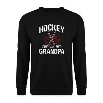Hockey Eishockey Eishockeyspieler Opa Geschenk - Unisex Pullover - Schwarz - Vorne - Alina (178cm) & Michal (187cm)