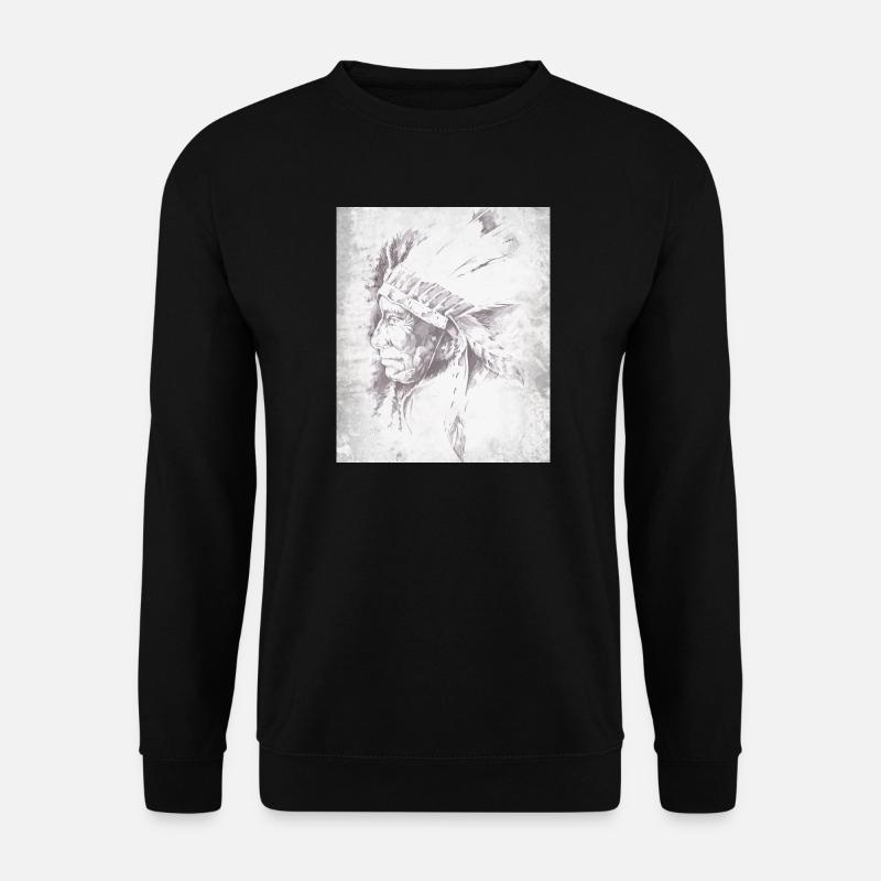 Einheimischer Häuptling der Grauen Feder - Unisex Pullover - Schwarz