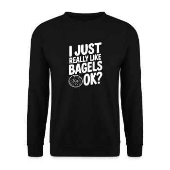 Ich mag Bagels einfach sehr gerne, ok? - Unisex Pullover - Schwarz - Vorne - Alina (178cm) & Michal (187cm)