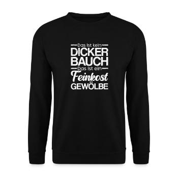 Das Ist Kein Dicker Bauch Das Ist Feinkostgewölbe - Unisex Pullover - Schwarz - Vorne - Alina (178cm) & Michal (187cm)