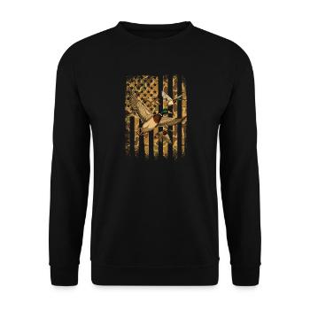 Ducks With Camo US Flag Waterfowl Pride - Unisex Sweatshirt - black - Front - Alina (178cm) & Michal (187cm)