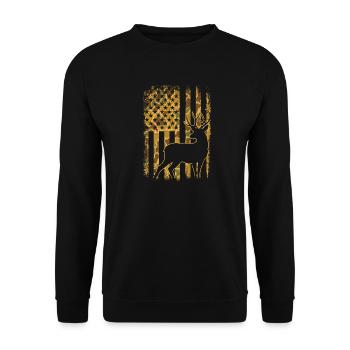 Camo US-Flagge Hirschjagd Outdoor Stolz - Unisex Pullover - Schwarz - Vorne - Alina (178cm) & Michal (187cm)