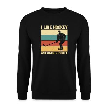 Hockey Eishockey Eishockeyspieler Geschenk - Unisex Sweatshirt - black - Front - Alina (178cm) & Michal (187cm)